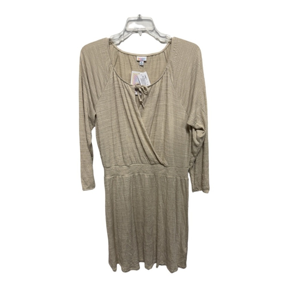 Lularoe Cream Jody Dress Boho Faux Wrap Top Knee Length NWT Long Sleeve